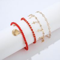New Jewelry Fashion Alloy Diamond Star Bead Shell 4 Layer Anklet main image 5