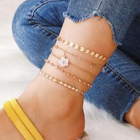 New Alloy Diamond Pearl Flower 5 Pieces Set Anklet main image 6