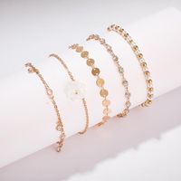 New Alloy Diamond Pearl Flower 5 Pieces Set Anklet main image 4