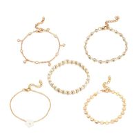 New Alloy Diamond Pearl Flower 5 Pieces Set Anklet main image 3