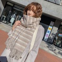 Small Houndstooth Scarf Female Winter Long Imitation Wool Fringed Scarf main image 4