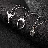 New Jewelry Fashion Simple Alloy Bull Head Geometry Disc Eyes Horns Multi-layer Necklace main image 4