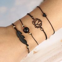 Europäischer Und Amerikanischer Grenz Überschreiten Der Neuer Schmuck Schwarz Liebe Pfirsich Herz Hohle Lotus Kugel Blatt Armband Vierteiliges Set main image 2