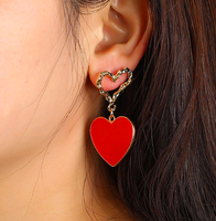 Mode Metall Einfache Doppel Liebe Temperament Übertrieben Ohrringe main image 3