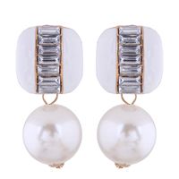 Fashion Jewelry Wholesale Metal Contrast Color Wild Pearl Simple Earrings main image 3
