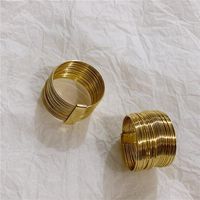 Gold Cable Wire Line Design Multi-ring Ring main image 3