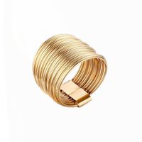 Gold Cable Wire Line Design Multi-ring Ring main image 6