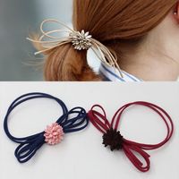 Handmade Bow Flower Hair Rope High Elastic Rubber Band Hair Ring Hair Accessories Headdress Wholesale main image 1