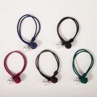 Korean Hair Accessories Headband Big Pearl Double Knotted Rubber Band Hair Accessories Wholesale main image 3