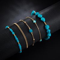 New Jewelry Fashion Handmade Turquoise Rice Beads Chain Eyes 5 Sets Of Anklets main image 5