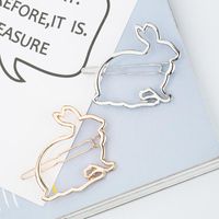 Simple Hollow Metal Cute Bunny Hair Clip Hot Hair Accessories Cartoon Edge Clip main image 4