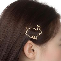 Qingwen Ventes Directes D'usine Simple Creux En Métal Mignon Lapin Petite Barrette Vente Chaude Cheveux Accessoires Bande Dessinée Côté Clip main image 5