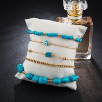 New Jewelry Fashion Handmade Turquoise Rice Beads Chain Eyes 5 Sets Of Anklets main image 4