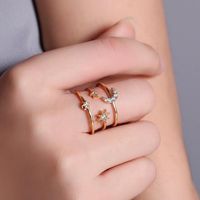 European And American Fashion Ladies Ring Three-layer Hollow Star Moon Ring Personalized Diamond Pentagram Opening Ring main image 1