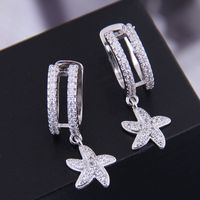 925 Silver Korean Fashion Copper Micro Inlaid Zircon Starfish Ear Clip main image 1