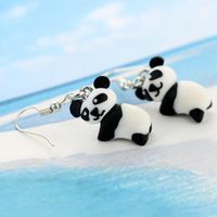 Three-dimensional Realistic Cute Panda Handmade Soft Clay Animal Earrings main image 4