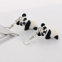 Three-dimensional Realistic Cute Panda Handmade Soft Clay Animal Earrings main image 6