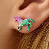 Neue Produkte Europäische Und Amerikanische Stil Kleine Frische Farbe Pony Ohrringe Tier Ohrringe Glitzer Pony Ohrringe Frauen Schmuck main image 4