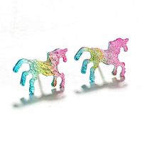 Neue Produkte Europäische Und Amerikanische Stil Kleine Frische Farbe Pony Ohrringe Tier Ohrringe Glitzer Pony Ohrringe Frauen Schmuck main image 5