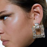 Alloy Diamond Square Earrings Luxury Rhinestone Earrings main image 6