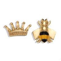New Metal Jewelry Crown Bee Asymmetric Earrings Alloy Earrings main image 6