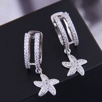925 Silver Korean Fashion Copper Micro Inlaid Zircon Starfish Ear Clip sku image 1