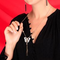 Korean Crystal Diamond Clavicle Chain Butterfly Pendant New Exaggerated Tassel Sweater Chain main image 1
