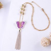 Korean Crystal Diamond Clavicle Chain Butterfly Pendant New Exaggerated Tassel Sweater Chain main image 5