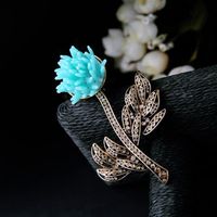 Broche De Las Señoras De La Flor De La Rama De Árbol De Diamante De La Aleación De La Joyería Al Por Mayor main image 4