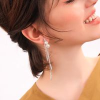 Long Pearl Tassel Diamond Earrings Earrings Female Fashion Earrings main image 3