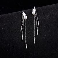 Long Pearl Tassel Diamond Earrings Earrings Female Fashion Earrings main image 4