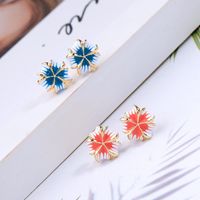 S925 Silver Pin Earrings Fashion Enamel Glaze Earrings Girl Cute Macarons Flower Earrings main image 6