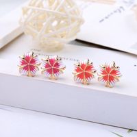 S925 Silver Pin Earrings Fashion Enamel Glaze Earrings Girl Cute Macarons Flower Earrings main image 5