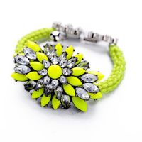 Vintage Crystal Flowers Handmade Woven Bracelet Fashion Jewelry Wholesale main image 4