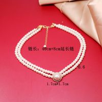 Hepburn Style Blanc Perle Collier Strass Pendentif Clavicule Chaîne Élégant Rétro Robe Robe Courte Collier main image 2