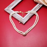 Hepburn Fan Weiße Perlenkette Strass Anhänger Schlüsselbein Kette Retro Eleganter Kleid Rock Mit Kurzer Halskette main image 3