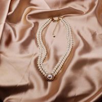 White Imitation Pearl Broken Diamond Pendant Pearl Necklace Neck Chain Short Paragraph Chain Dress Skirt Necklace main image 4