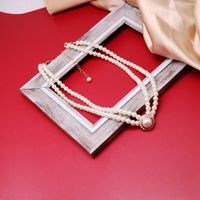 Hepburn Fan Weiße Perlenkette Strass Anhänger Schlüsselbein Kette Retro Eleganter Kleid Rock Mit Kurzer Halskette main image 5