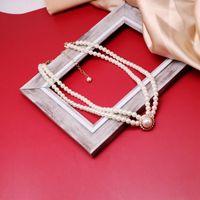 White Imitation Pearl Broken Diamond Pendant Pearl Necklace Neck Chain Short Paragraph Chain Dress Skirt Necklace main image 5