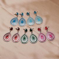 Colorful Enamel Glazed Stud Earrings Large Oval Drop Shape Earrings Fashion Retro Stud Earrings main image 6