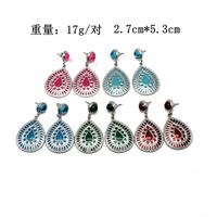 Colorful Enamel Glazed Stud Earrings Large Oval Drop Shape Earrings Fashion Retro Stud Earrings main image 5
