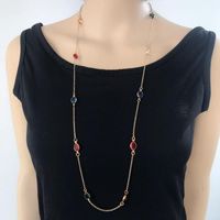 Color Resin Necklace Length Color Resin Beads Suit Necklace Sweater Chain main image 4