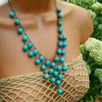 Commerce Extérieur Européen Et Américain Pierre Perles Collier Tissé À La Main Turquoise Collier D'été Pierre Collier Femmes main image 2