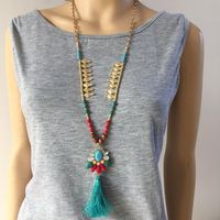 Wholesale Colorful Fringed Necklace Sweater Chain Jewelry Long Necklace main image 4