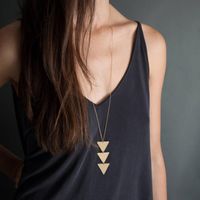 Long Chain Metal Glossy Triangle Integrated Pendant Necklace Wholesale main image 1