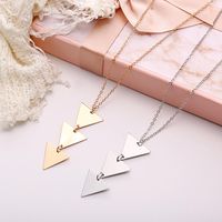 Long Chain Metal Glossy Triangle Integrated Pendant Necklace Wholesale main image 4
