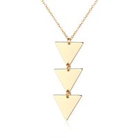 Long Chain Metal Glossy Triangle Integrated Pendant Necklace Wholesale main image 6