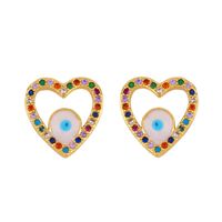 Earrings Micro Inlaid Colorful Diamond Drip Oil Eyes Love Earrings Geometric Cross Zircon Earrings main image 4