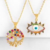 Jewelry Life Tree Eye Pendant Necklace Female Micro-set Color Zircon Necklace Sweater Chain main image 1