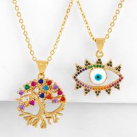 Ornement Europe Et En Amérique Croix Frontière Pendentif Oeil Collier Femelle Micro Incrusté Couleur Zircon Collier Chandail Chaîne Nkp98 main image 1